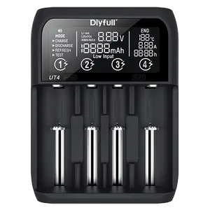 Dlyfull UT4 D尺寸智能通用快速2A充电器，带USB 2A动力银行功能LCD电池测试仪充电器