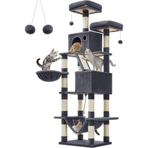Lujoso Marco de escalada para gatos, poste para rascar gatos gris oscuro, estantes grandes para escalar gatos de 206cm - Product Image 4