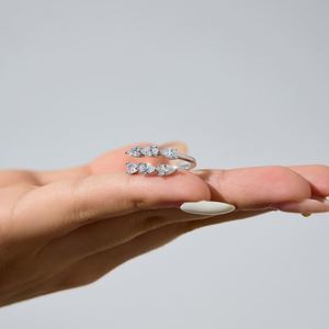 Dylam Bulk Jewelry 925 Sterling Silver Rhodium Plated Open <b>Adjustable</b> <b>Ring</b> Waterdrop Shape 5A Zircon Zirconia Daily Wear <b>Rings</b> - Product Image 4