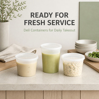 Gobelets à soupe en PP transparent de qualité alimentaire en vrac avec couvercles hermétiques pour la restauration à emporter et les services de traiteur