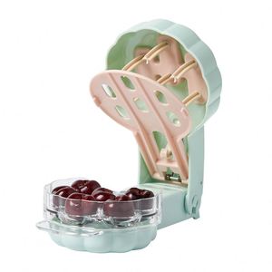 Customized Professional 6-Capacity Cherry Pitter with Pit and Juice Container Easy <b>Vegetable</b> <b>Chopper</b> and Stone Remover - Product Image 1