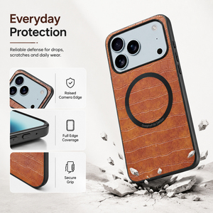 Denior Premium Faux Leather Magnetic Wireless Charging Phone Case Luxury Styling, Compatible with <strong>Apple</strong> 17/16/15/14/13/12 Series - Product Image 2