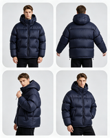 Veste d'hiver pour homme en duvet, à capuche, 90% duvet, nylon enduit, fermeture éclair, poches obliques, coupe décontractée, style quotidien