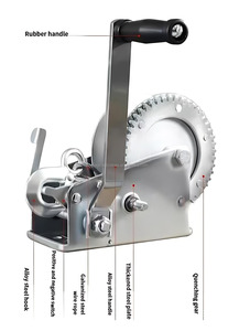 Treuil manuel en acier inoxydable à double vitesse 3200 LBS avec frein manuel, hauteur de <span class=keywords><strong>levage</strong></span> de 30 m, câble en acier pour remorque, <span class=keywords><strong>bateau</strong></span>, <span class=keywords><strong>sangle</strong></span> en <span class=keywords><strong>sangle</strong></span> de ceinture - Product Image 4