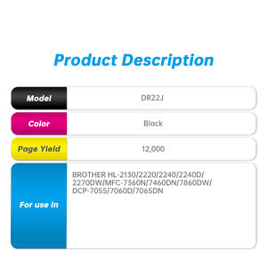 Tambour compatible <span class=keywords><strong>Brother</strong></span> HL-<span class=keywords><strong>2130</strong></span>/2220/2240/2240D/2270DW noir de qualité supérieure DR22J 12000 pages - Product Image 3