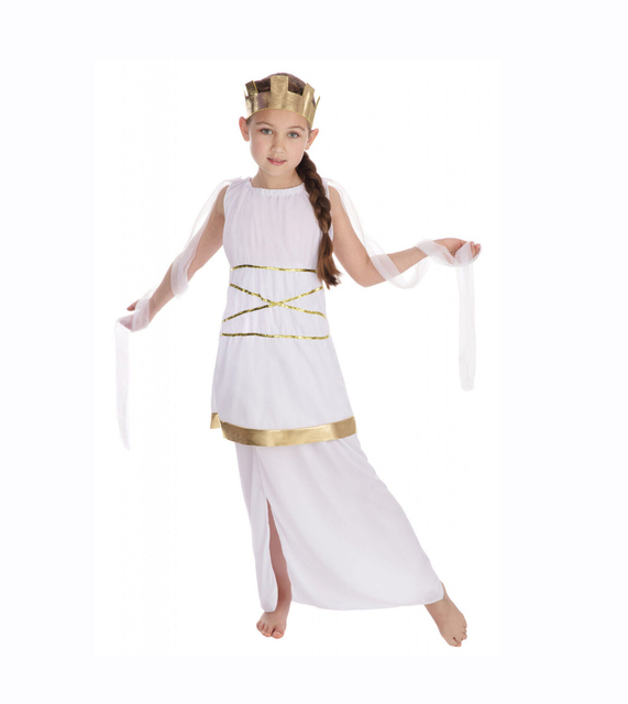 Girls Kids Ancient Egyptian Roman Greek Toga Shawl Caesar Fancy Dress Costume