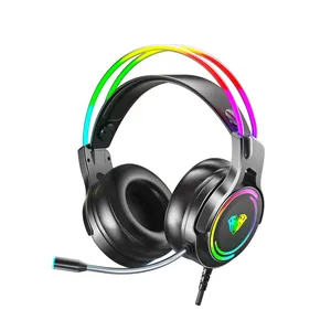 AULA ชุดหูฟังสำหรับเล่นเกม S506มีไฟ RGB พร้อมไมโครโฟนสำหรับ PS4 PC แล็ปท็อปชุดหูฟังแบบมีสายครอบหูพร้อมไฟ LED