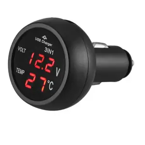 Evrensel 12V 24V araba Volt metre otomatik LED dijital voltmetre ölçer termometre USB şarj aleti gerilim metre