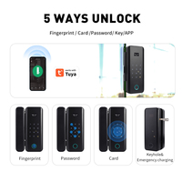 Cerradura Inteligente para Puerta de Vidrio con Huella Dactilar, Cerradura Electrónica con Contraseña para Oficina, Desbloqueo Remoto Tuya BLE NFC con Llaves