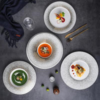Assiettes plates en céramique personnalisées avec logo imprimé, bord doré, vaisselle de restaurant, plat à dessert blanc, assiette ronde en porcelaine