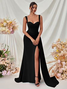 Nuevos vestidos de noche sexys de cintura alta, estilo europeo y americano, para mujer, de manga larga, con escote pronunciado. - Product Image 4