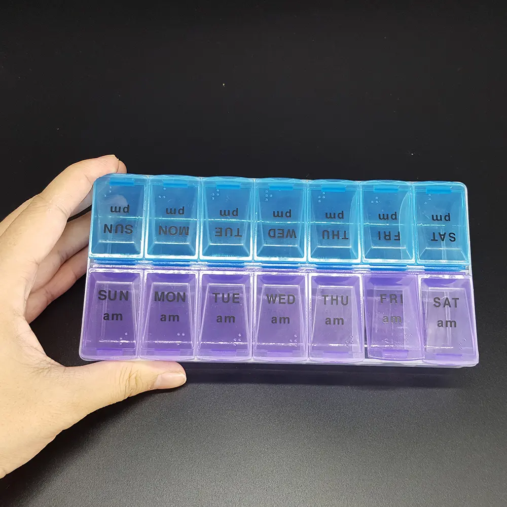 Plastik Besar 14 Kompartemen Pil Organizer Kotak Am Pm Pill Planner