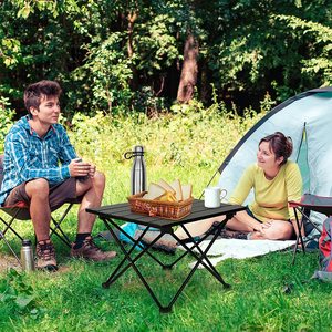 Table pliante de pique-nique d'extérieur, en bois et aluminium, portable, réglable, légère, pour le camping - Product Image 6