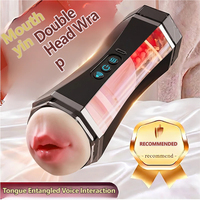 Masturbateur masculin entièrement automatique à 10 fréquences, avec synchronisation vocale, chauffage, enveloppe de langue, double stimulation orale et vaginale, en TPE