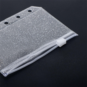 Pochettes pour classeurs A5 A6 A7 en PVC souple transparent à paillettes, pochettes pour feuilles mobiles, porte-cartes transparent, enveloppe à monnaie en <span class=keywords><strong>plastique</strong></span> à chargement latéral - Product Image 3
