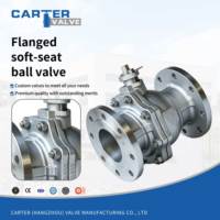Válvula de bola industrial de acero inoxidable con brida CF8M, accionamiento neumático, de dos piezas, de paso completo, con asiento de PTFE, para agua, productos químicos y gases, estándar.