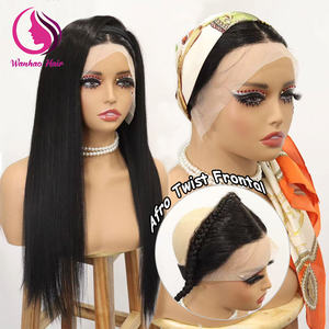 13x4ลูกไม้ด้านหน้าส่วนตรงกลางธรรมชาติกับผมเปียผมมนุษย์แท้ถักเปียด้านหน้าแบบใสวิกผมแอฟโฟรบิด - Product Image 2