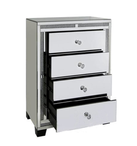 Sparkly Crushed Diamond Mirrored Bed 4 <strong>Drawers</strong> High <strong>Side</strong> Table Tall Chest - Product Image 1