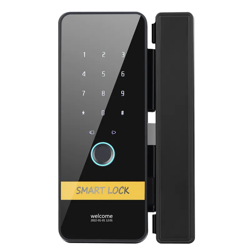 Digitale biometrico senza cornice RFID codice della carta TTlock intelligente impronta digitale serratura della porta di vetro con chiave