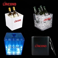 Lincond logo Personnalisé Carré Double Couche En Plastique Bière Seau à Glace Avec Couvercle