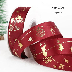 Exquisite DIY Christmas Bow Wrap <b>Ribbon</b> Hot Gold Silk Polyester for <b>Cake</b> Box Gift Flower Decoration - Product Image 2