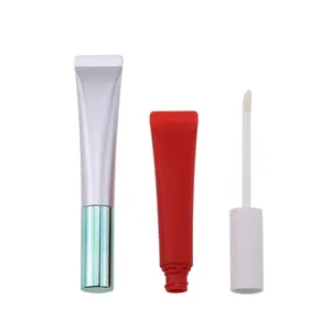 New Unique plastic red white empty lip gloss tubes with wands 8ml custom squeeze lip gloss tubes packaging