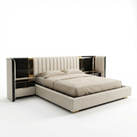 Lit moderne luxueux en cuir véritable rembourré avec cadre en bois, confortable, taille king, garantie de 3 ans