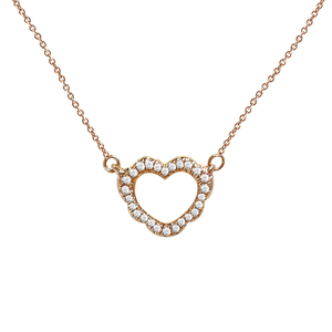 Collar con colgante <span class=keywords><strong>de</strong></span> corazón <span class=keywords><strong>de</strong></span> oro rosa macizo <span class=keywords><strong>de</strong></span> 18 quilates <span class=keywords><strong>de</strong></span> lujo con cadena <span class=keywords><strong>de</strong></span> eslabones <span class=keywords><strong>de</strong></span> diamante para <span class=keywords><strong>compromiso</strong></span>, boda, fiesta o regalo - Product Image 1