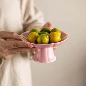 Chinese <b>Ceramic</b> Stemmed Fruit <b>Plate</b> Porcelain Round Elegant High Footed Tea Tray For Wedding Living Room Snack Dessert Bowl - Product Image 1