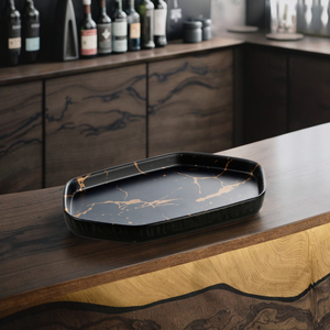 Customized Cheap Unbreakable Melamine Black <strong>Marble</strong> Serving <strong>Tray</strong> - Product Image 2