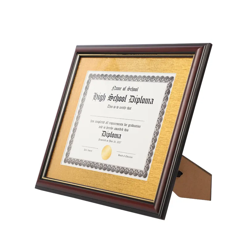 Certificaat Frame A4 Met Gouden En Zwarte Matten Graduatie Diploma Frame Muur Opknoping Kersenhout Certificaat Frames
