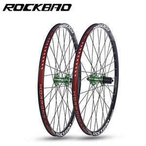 Jeu de roues de vélo de montagne Rockbao 24 26 27,5 29 pouces 32 trous Frein à disque Alliage d'aluminium Axe traversant à libération rapide - Product Image 4