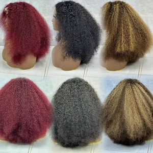 Pelucas Afro Letsfly, Cabello Completo, Frontal de Encaje 13x4, Cabello Humano 100%, 4/27 #   Pelucas Brasileñas Remy 99j de 18 Pulgadas, Envío Rápido para Mujeres Negras - Product Image 1