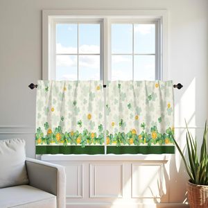 Juego <span class=keywords><strong>de</strong></span> Cortinas Cortas para Ventana con Diseño <span class=keywords><strong>de</strong></span> Trébol Verde del Día <span class=keywords><strong>de</strong></span> San Patricio, Monedas Doradas y Trébol Irlandés, 2 Piezas - Product Image 3