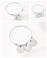 Sland 18K plaqué or réglable Push-Pull activité bricolage gravable en acier inoxydable plaque pendentif bracelet mode bracelets porte-bonheur