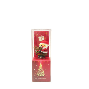 Christmas Wine Stoppers With Santa Reindeer Design Aluminum Alloy Bottle Stopper For Wine <b>Spirits</b> Decorative Corks 1 Pc - Product Image 2