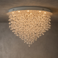 Lustre contemporain à plusieurs niveaux en cristal, design cascade, pour la décoration intérieure résidentielle