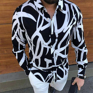 RNSHANGER mode hommes revers <span class=keywords><strong>chemises</strong></span> décontracté Design imprimé à manches longues rue hommes Slim Fit <span class=keywords><strong>chemises</strong></span> Streetwear <span class=keywords><strong>taille</strong></span> 3XL chemise - Product Image 6