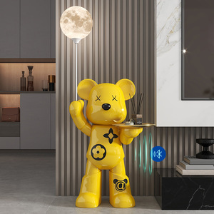 Lampe de lune en résine en forme d'ours de dessin animé, décoration de sol, meuble TV, canapé, salon, peinte à la main - Product Image 5