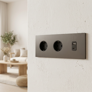 Prise murale en métal brossé standard européenne Niva, panneau en acier inoxydable massif, interrupteur lumineux certifié CE RoHS, pour maison, hôtel, villa - Product Image 5