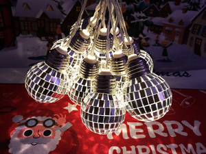 10 LED Disco sfera specchio festa stringa di luce per interni all'aperto di natale lanterna vacanza muro albero April giorno dello sciocco Ramadan - Product Image 3