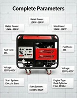 Generador de Gasolina Da Mao de 10KW 220/380V con Inversor Abierto, Tanque de Combustible de 50L, Alternador 100% Cobre Puro, Personalizable para Uso en Exteriores
