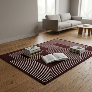 Geometric Area <b>Rug</b> Rectangle Red White Pattern Wool Polyester Flat Weave Living Room <b>Non</b> <b>Slip</b> Latex Backing - Product Image 5