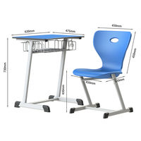 Ensemble Chaise et Bureau Individuel Moderne pour Étudiant – Cadre Métal et Bois Durable, Table d'Étude Confortable pour Salle de Classe, Maison ou Bureau – Garantie 5 Ans
