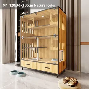 Villa pour chat extra large écologique Cage à chat en bois commerciale Modèle solide Fermeture à bouton Nid Cabinet pour intérieur/extérieur - Product Image 6