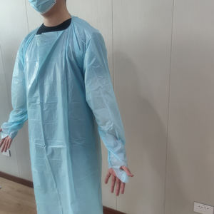 Tablier en plastique imperméable bleu clair à ouverture arrière en polyéthylène robe <span class=keywords><strong>CPE</strong></span> jetable médicale - Product Image 3
