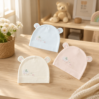 Bonnet en coton de classe A pour nouveau-né, doux, double couche, avec oreilles 3D brodées, coupe-vent, pour bébé de 0 à 3 mois