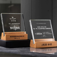 Plaque de trophée en cristal personnalisée avec base en bois, certificat de récompense, personnalisation pour entreprise, franchise, autorisation, reconnaissance d'entreprise