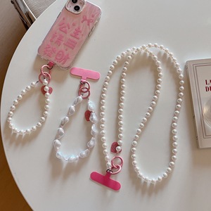 Diamond Phone Charm Tether Tab Beaded Wristlet Bracelet Hanging Accessory Women Girls Anti-loss Waterproof Zinc Alloy Keychain