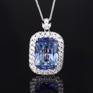 High Quality 20*28mm Rectangle Red Cubic Zirconia Jewelry Elegant Eco-friendly Copper Geometric <b>Statement</b> Pendant <b>Necklace</b> - Product Image 4